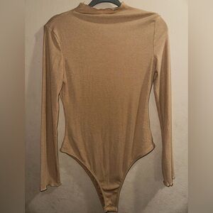 Ribbed Long Sleeve Bodysuit - Camel